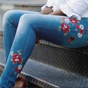 Express floral embroidered jeans